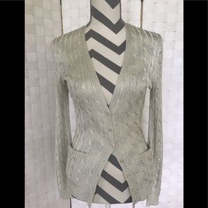 Ralph Lauren Silver Knit Cardigan.